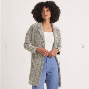 Marine Layer Birdseye Collared Cardigan in Black/White Contrast